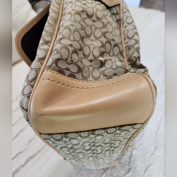 Coach Signature Print Lap Top Messenger Bag, Tan - Picture 11 of 16